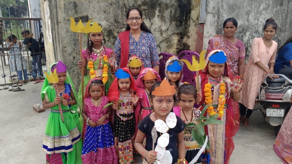 Navratri was celebrated with gaiety at all ICDS-run Anganwadi Centers in Aravalli district.