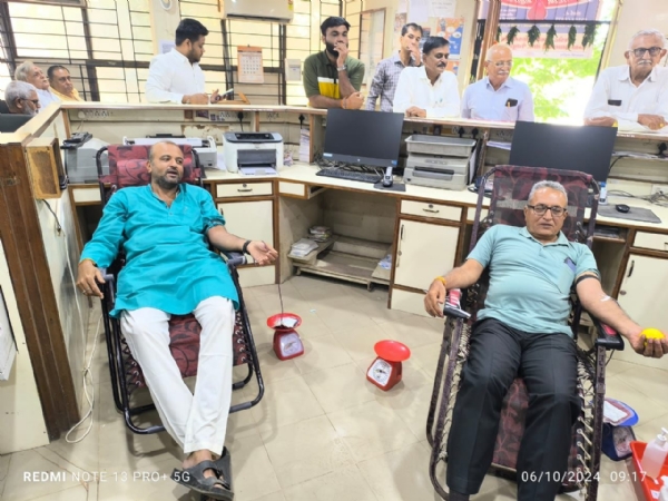 A blood donation camp was held in Dhoraji in collaboration with Porbandar Red Cross.    