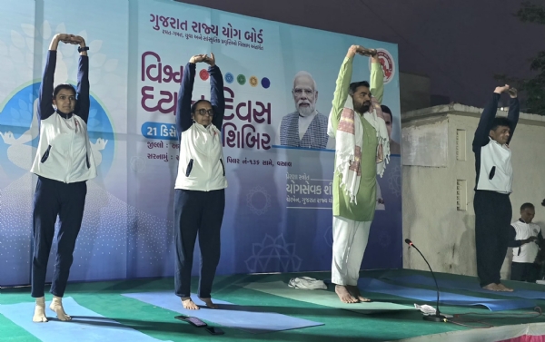 A mass meditation camp was held at Vastral, Ahmedabad, on the occasion of World Meditation Day.