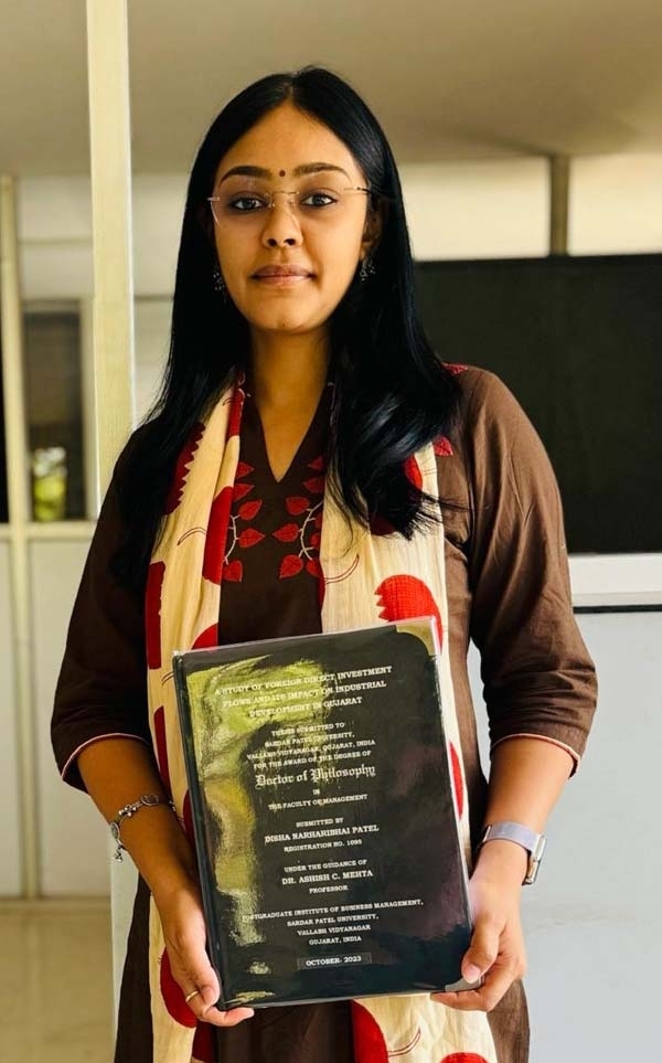 Pride of SVIT, Dr. Disha Patel awarded Ph.D.