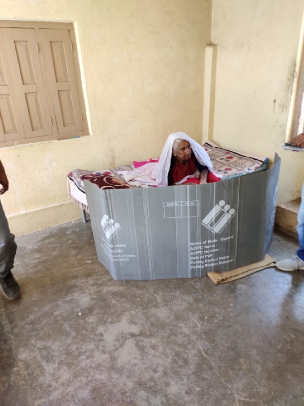 In Porbandar, 135 elderly people voted by postal ballot.