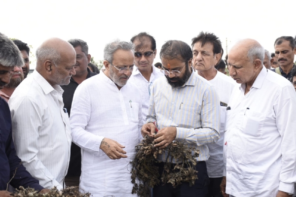 પોરબંદર જિલ્લામાં કમોસમી વરસાદના પગલે ઉભી થયેલી પરિસ્થિતિ અંગે અસરગ્રસ્ત ગામોની મુલાકાત કરતાં કેબિનેટ મંત્રી  અર્જુન મોઢવાડિયા.