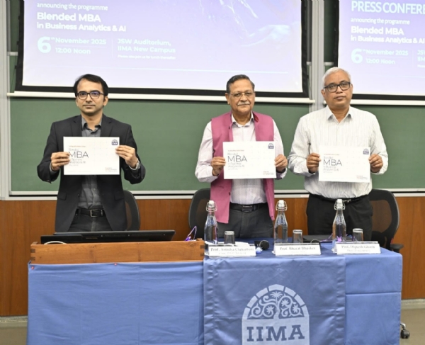 આઈઆઈએમ અમદાવાદમાં ભારતનો પ્રથમ બ્લેન્ડેડ એમબીએ પ્રોગ્રામ ઇન બિઝનેસ એનાલિટિક્સ & એઆઈ લોન્ચ આઈઆઈએમ અમદાવાદમાં ભારતનો પ્રથમ બ્લેન્ડેડ એમબીએ પ્રોગ્રામ ઇન બિઝનેસ એનાલિટિક્સ & એઆઈ લોન્ચ