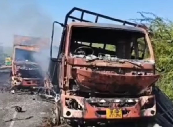 હારીજ નજીક માંસા–પાટણ માર્ગ નિલગાયને બચાવવા જતા બે આઇશર ટ્રકો વચ્ચે જોરદાર અકસ્માત, કુલ રૂ. 1.24 કરોડનો માલસામાન બળીને ખાખ હારીજ નજીક માંસા–પાટણ માર્ગ નિલગાયને બચાવવા જતા બે આઇશર ટ્રકો વચ્ચે જોરદાર અકસ્માત, કુલ રૂ. 1.24 કરોડનો માલસામાન બળીને ખાખ