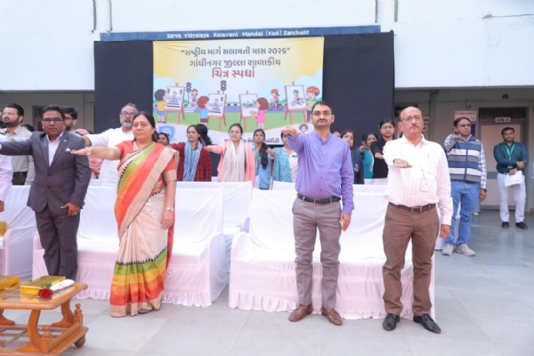 વિદ્યાર્થીઓએ ચિત્રો દ્વારા આપી માર્ગ સલામતીની જાગૃતિ