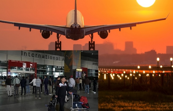 એરપોર્ટ પર જમા ભીડ એરપોર્ટ પર જમા ભીડ