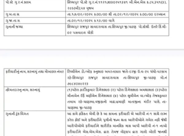 દીકરીના જન્મ બાદ પરિણીતાને ત્રાસ, ચાર સાસરિયા સામે ગુનો