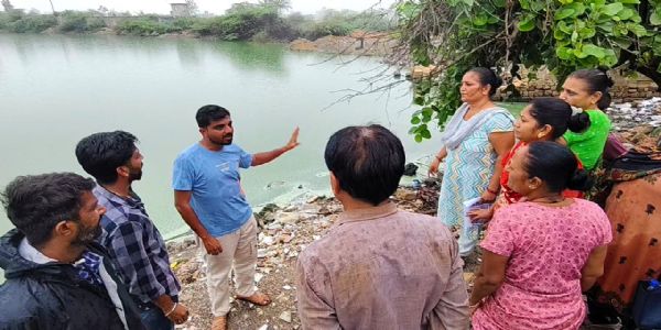 રણ વિસ્તારમાં, પાણીનો નિકાલ કરાતા વિરોધ.