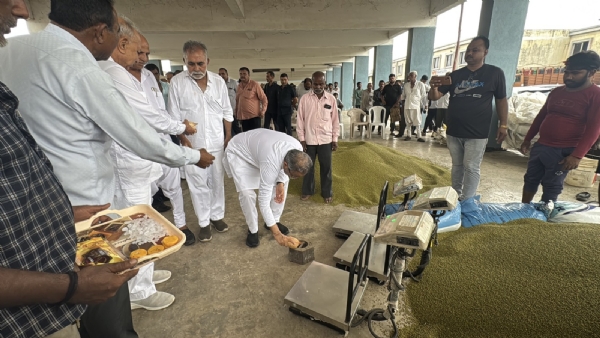 માર્કેટિંગ યાર્ડ ખાતે ધારાસભ્યની હાજરીમાં મગની ટેકાના ભાવે ખરીદીનો પ્રારંભ કરાવ્યો.