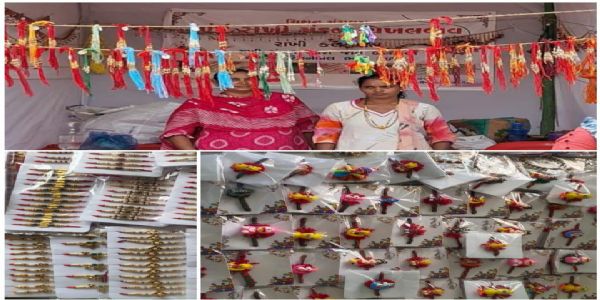 સખીમંડળ દ્વારા સ્થાનિક વસ્તુઓથી બનાવવામાં આવેલી, ઇકોફ્રેન્ડલી રાખડીઓનું ધૂમ વેચાણ થયું