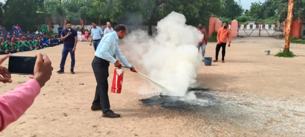 Fire safety training conducted by the Fire Department in schools of Himmatnagar