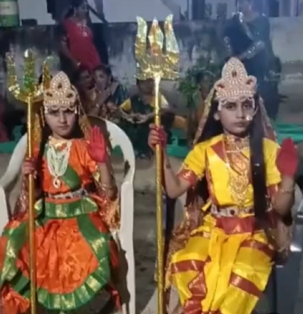 શ્રી વિહાર સોસાયટીમાં નવદુર્ગા સ્વરૂપે બાળાઓની પહેલીવાર ધાર્મિક પૂજન ઉજવણી