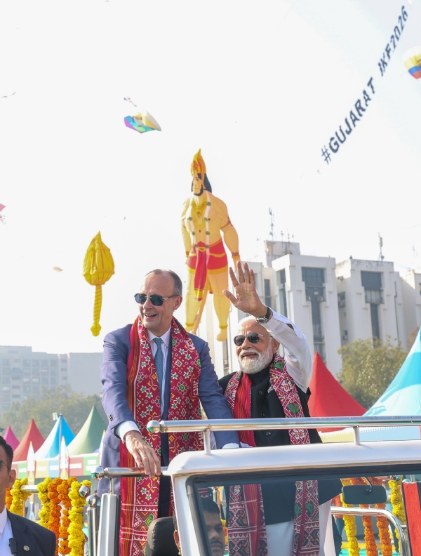 International Kite Festival-2026 begins with Prime Minister Modi and German Chancellor Friedrich Merz flying kites