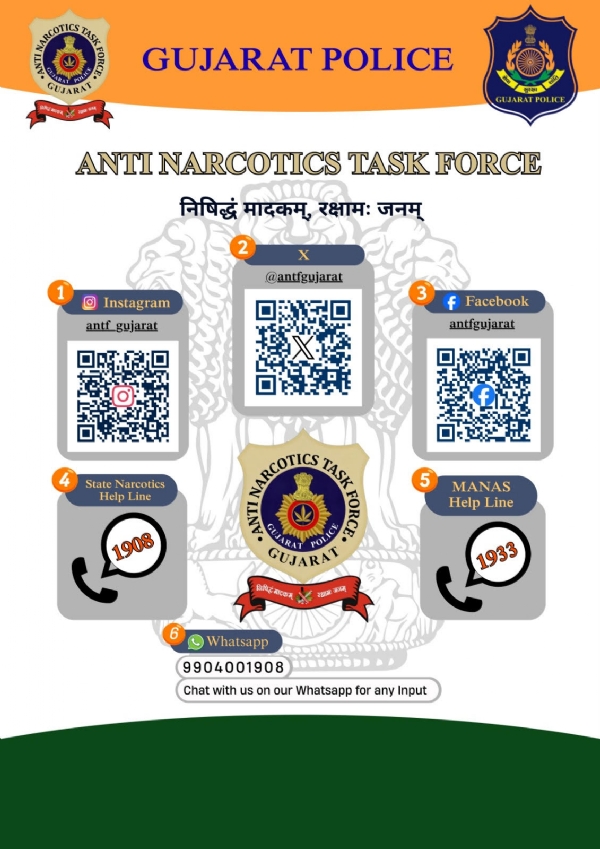 ગુજરાત પોલીસની મહત્વની પહેલ: ડ્રગ્સ અંગે બાતમી આપવા માટે વોટ્સએપ નંબર જાહેર ગુજરાત પોલીસની મહત્વની પહેલ: ડ્રગ્સ અંગે બાતમી આપવા માટે વોટ્સએપ નંબર જાહેર