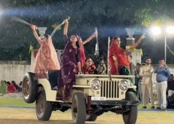 A brave procession of 200 Kshatriya women at Ranjit Vilas Palace in Rajkot