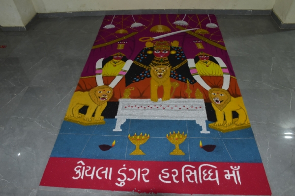 Navratri festival celebrated in traditional manner at the famous Shri Harsiddhi Mataji Temple in Rajpipla, artistic Rangoli exhibition Navratri festival celebrated in traditional manner at the famous Shri Harsiddhi Mataji Temple in Rajpipla, artistic Rangoli exhibition