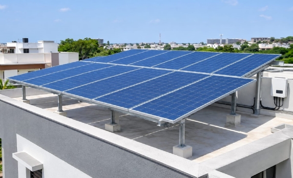Government buildings lit up with solar energy, generating 95 megawatts of electricity