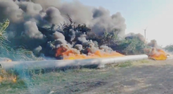 વાગરાના વહિયાલ ગામ પાસે અન્ડરગ્રાઉન્ડ પાઇપલાઇનમાં ભીષણ આગ