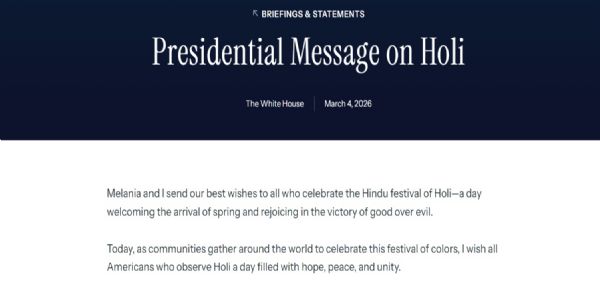 ડોનાલ્ડ ટ્રમ્પે, હોળીની શુભેચ્છાઓ પાઠવી