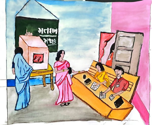 પ્રાથમિક શાળાના વિદ્યાર્થીઓએ રંગોળી-ચિત્રો પ્રાથમિક શાળાના વિદ્યાર્થીઓએ રંગોળી-ચિત્રો