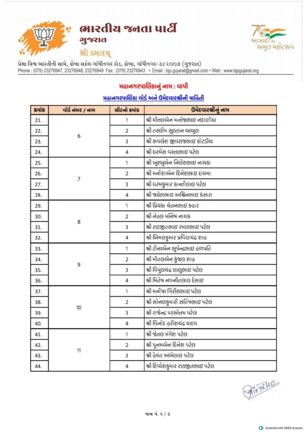 VAPI CORPORATION BJP