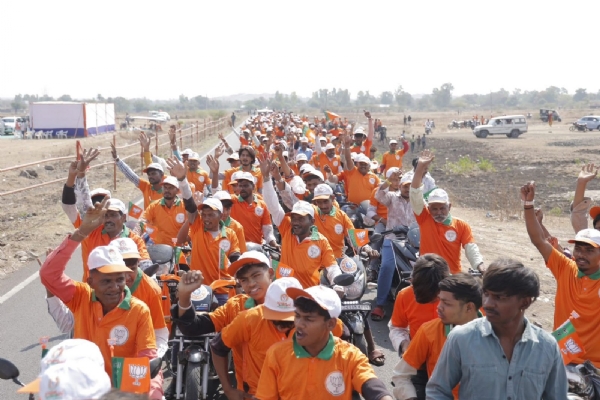 BJP state president addressing the development resolution meeting at Garbada in Dahod district