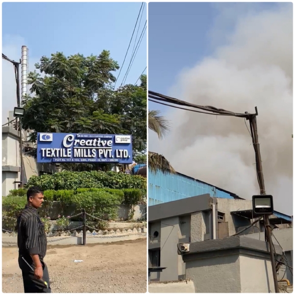 વાપી GIDCમાં ટેક્સટાઇલ મિલમાં લાગી ભીષણ આગ, ધુમાડાના ગોટાળા.