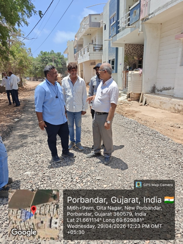 પોરબંદરમાં વિકાસકાર્યોની સ્થળ મુલાકાત મ્યુનિસીપલ કમિશનરએ લીધી.