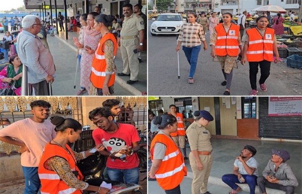 મહિલા પોલીસની સી ટીમનું કડક ચેકીંગ