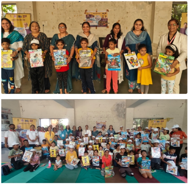 વલસાડના સ્પોર્ટ્સ કોમ્પ્લેક્ષ ખાતે યોજાયેલા યોગ સમર કેમ્પમાં બાળકોને કીટ વિતરણ કરવામાં આવ્યું।