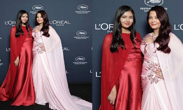 Aishwarya Rai Bachchan and Aaradhya Bachchan on the Cannes red carpet