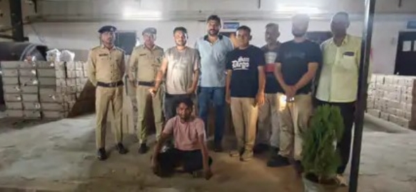 A container full of liquor boxes worth Rs 1.19 crore was seized late at night near Dastan Circle in Ahmedabad. A container full of liquor boxes worth Rs 1.19 crore was seized late at night near Dastan Circle in Ahmedabad.