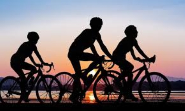 World Bicycle day people cycling