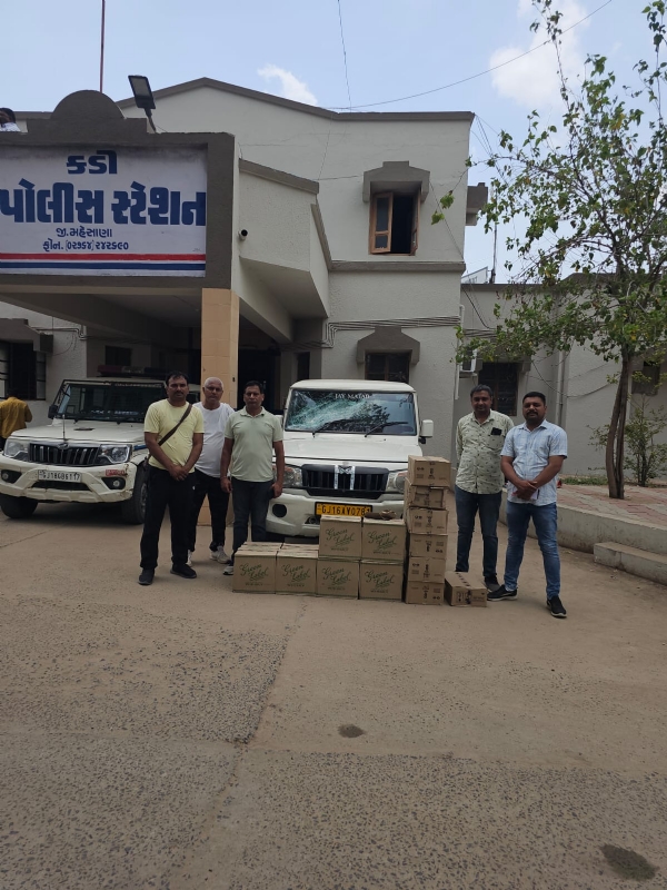 મહેસાણાના કડી વિસ્તારમાં LCBએ ₹4.05 લાખના વિદેશી દારૂ સાથે બોલેરો ગાડી કબજે કરી