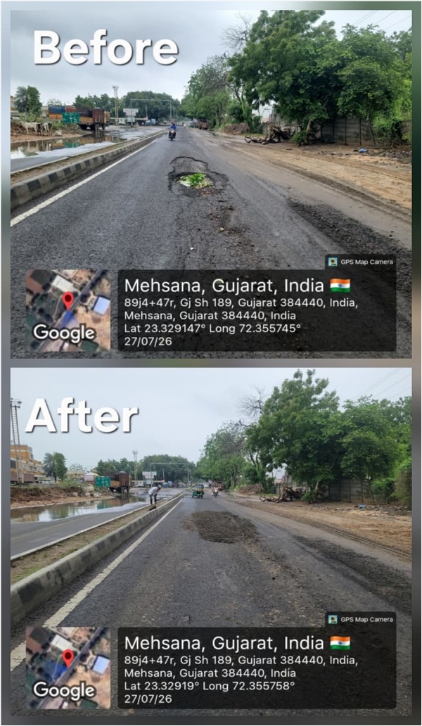 વરસાદના વિરામ બાદ મહેસાણામાં રસ્તા મરામતની કામગીરી યુદ્ધના ધોરણે શરૂ