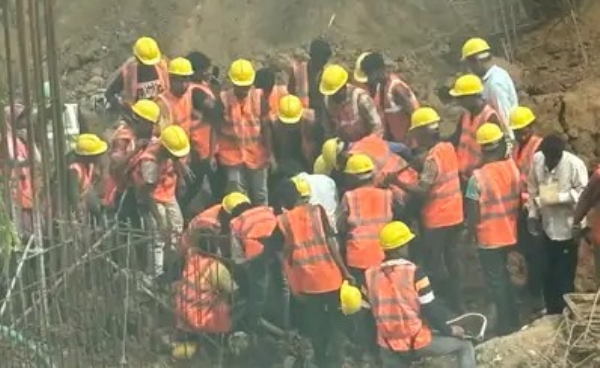Mudslide at DMart site near Amitnagar in Vadodara, Mudslide at DMart site near Amitnagar in Vadodara,