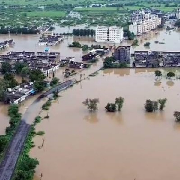 Water-logging and devastation in Navsari, flooding and migration in Auranga River in Valsad