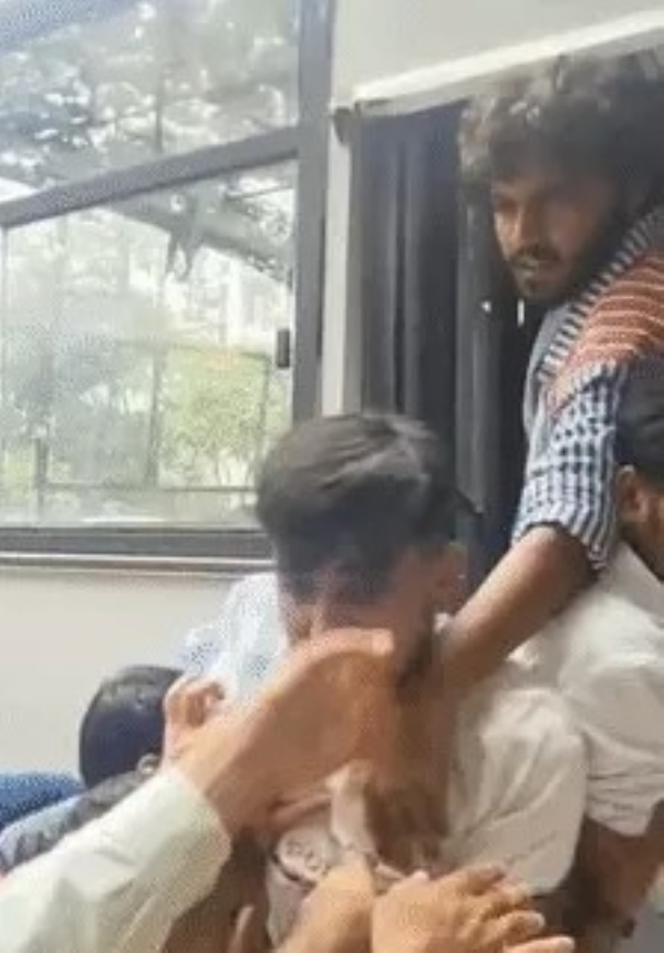 Helmet Circle NSUI protest and detention over insult to Mallikarjun Kharge