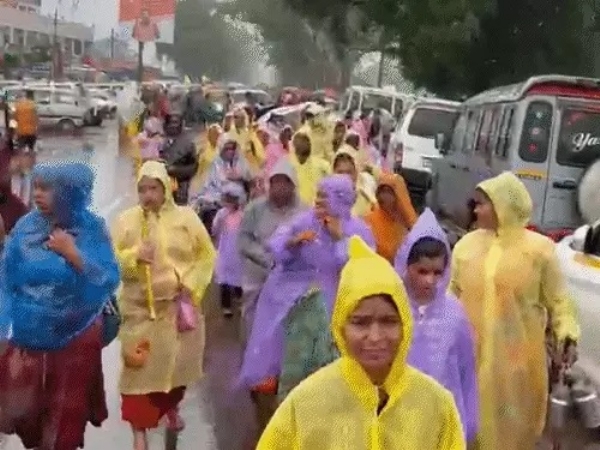 Chants of Har-Har Mahadev echoed during the 11-km long Kanwar Yatra in Sehore, Madhya Pradesh.