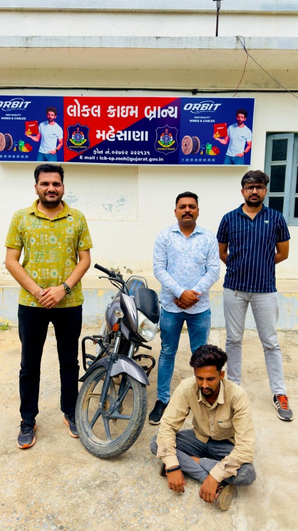 નંબર પ્લેટ વગરના બાઈક સાથે યુવક ઝડપાયો, કાકોશી પોલીસનો વાહનચોરીનો ગુનો ડિટેક્ટ