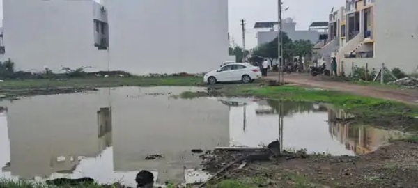ખુલ્લા પ્લોટમાં વરસાદી પાણીનો ભરાવો