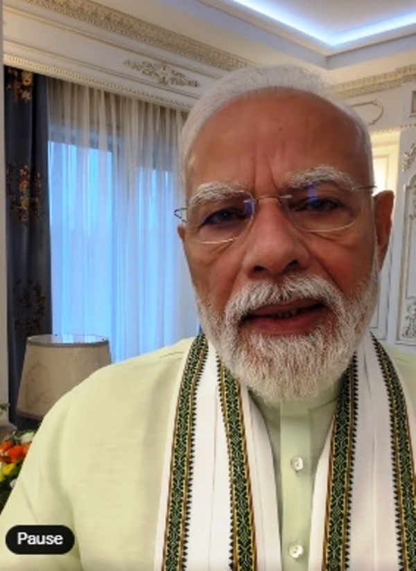 વિડીયો સંદેશમાં સંબોધિત કરતા પ્રધાનમંત્રી નરેન્દ્ર મોદી