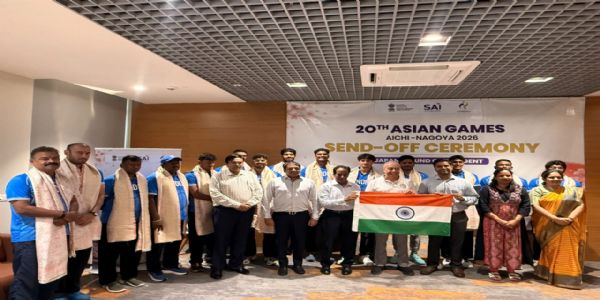 20મી એશિયન ગેમ્સ: SAI NCOE અમદાવાદ ખાતેથી ભારતીય સ્વિમિંગ ટીમને સેન્ડ-ઑફ અપાયું