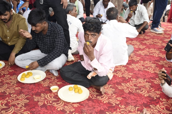 Balwant Raghavani of Vinchiya became the first winner by consuming 28 laddus