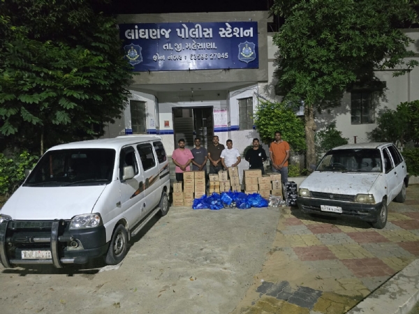 આંબલીયાસણમાં 1,881 દારૂની બોટલ-બીયર ટીન સાથે બે વાહન જપ્ત