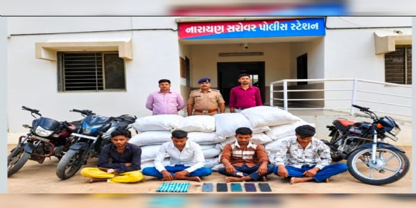 ઘરફોડ ચોરીનો ગણતરીના કલાકોમાં ભેદ ઉકેલાયો: નારાયણ સરોવર પોલીસે 4 આરોપીઓને ઝડપી રૂ.1.63 લાખનો મુદ્દામાલ કબજે કર્યો